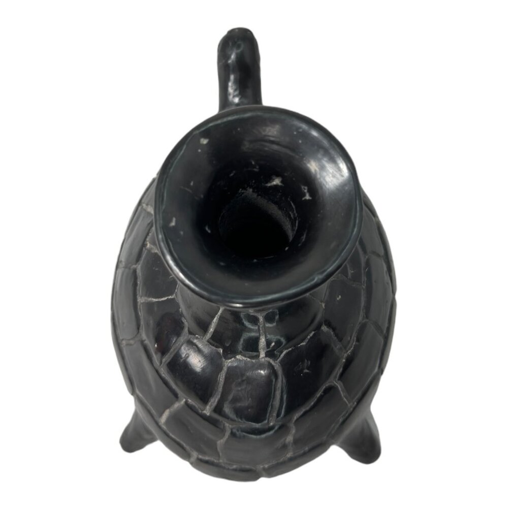 Barro Negro de Oaxaca Handmade Black Mexican Clay Tortoise VNTG Vase 7" H x 8" W - Picture 7 of 8